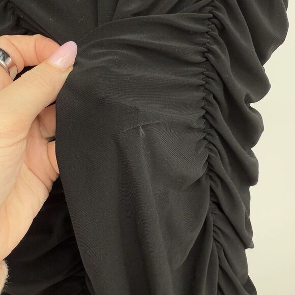 Taboo 90s Y2k Black Ruched Lace One Shoulder Vintage Mini Formal Dress XL - Picture 4 of 13